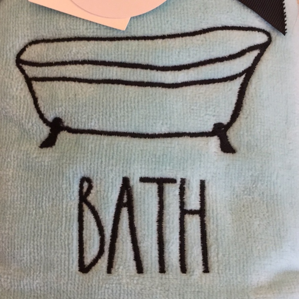 🛀 2 Rae Dunn BATH Velour Hand Towels Set Blue - Picture 4 of 7